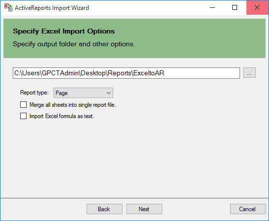 Specify output folder and other options