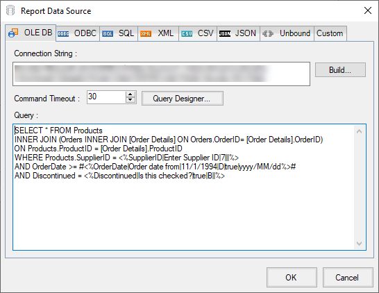 Report Data Source Dialog