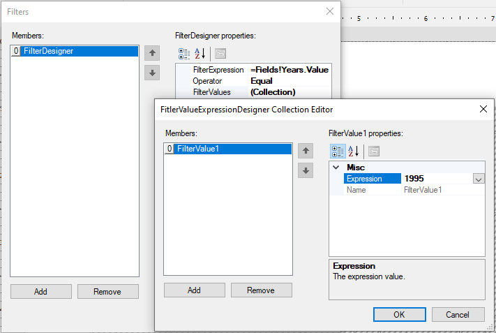 Adding a filter in Tablix