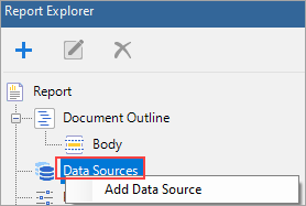Add a new data source from the Report Explorer