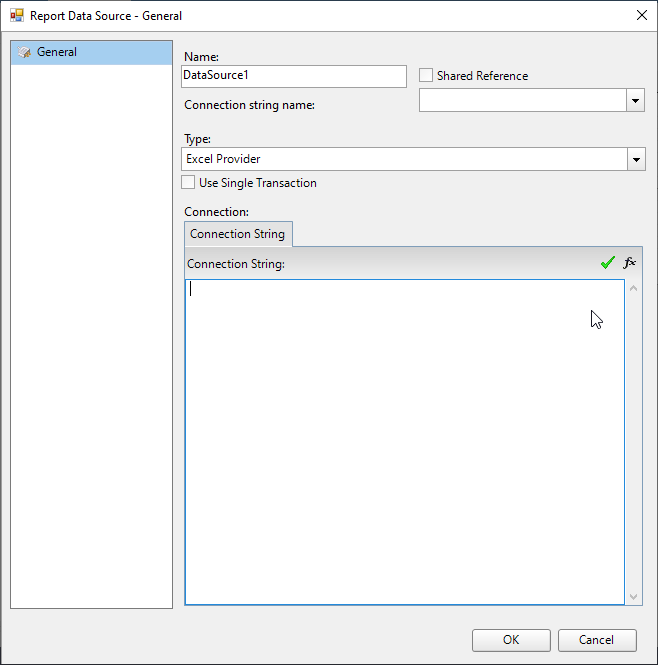 Add data source using Report Data Source dialog 