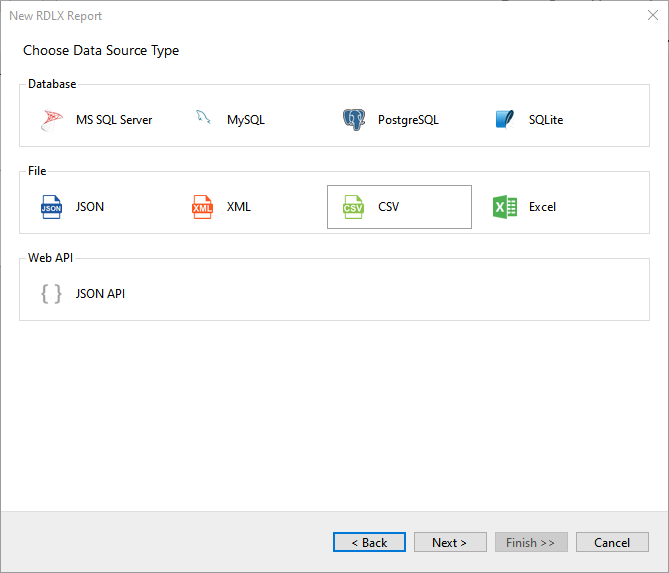 Select the Data Source Type as CSV