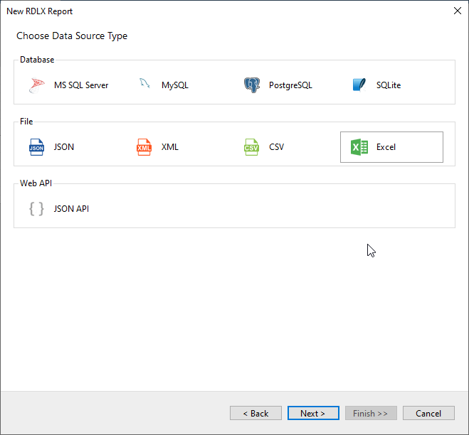 Select the Data Source Type as Excel