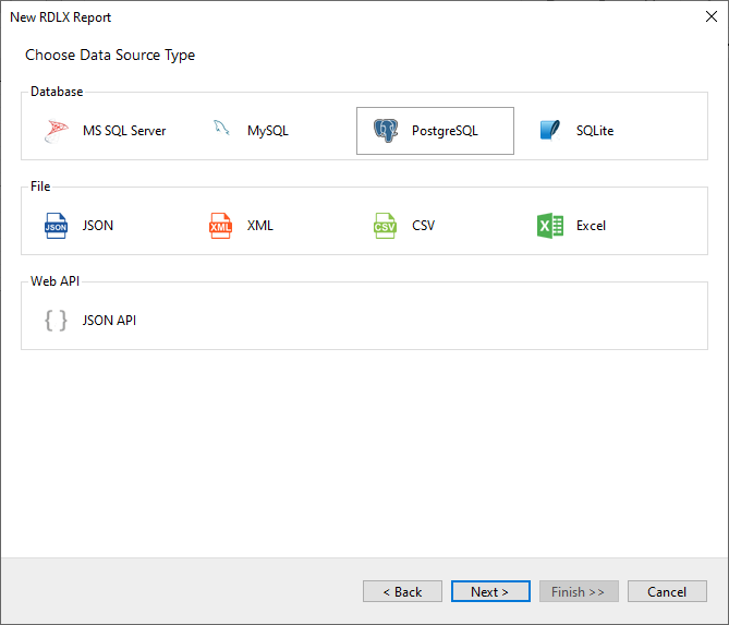 Select the Data Source Type as PostgreSQL