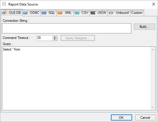 Report Data Source Dialog Box