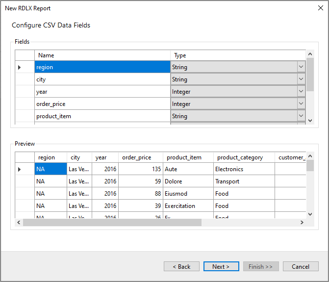 Configure CSV Data