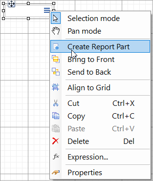 Create Report Part via Context Menu