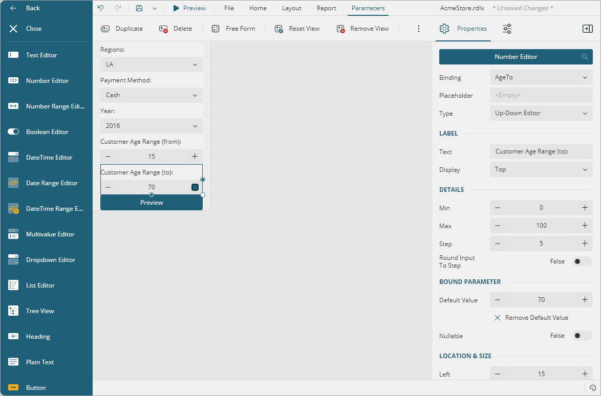 Design a Parameter Panel