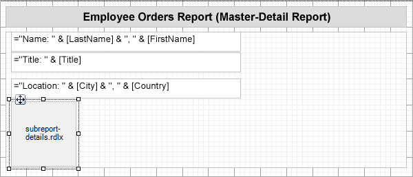 Master Report Layout at Design