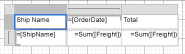 Tablix data region with bound fields