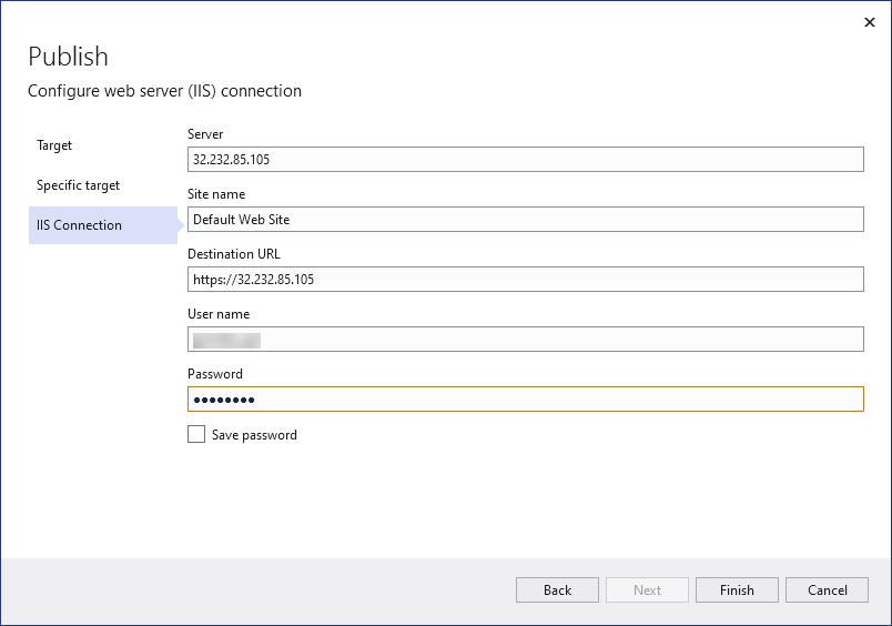 Configure Web Server (IIS) Connection