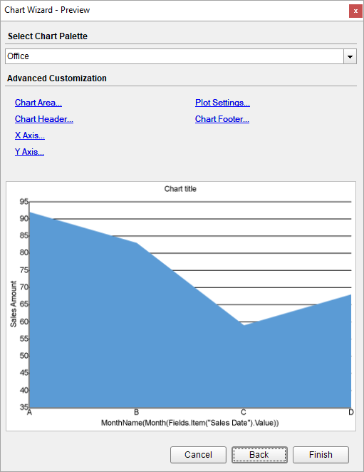 Area Chart Wizard Settings