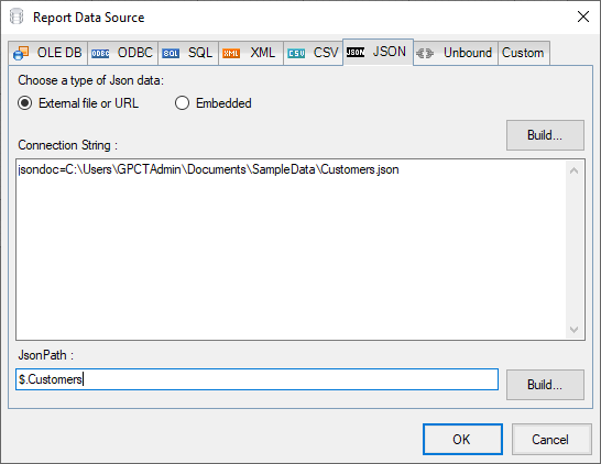 JSON Configuration Details