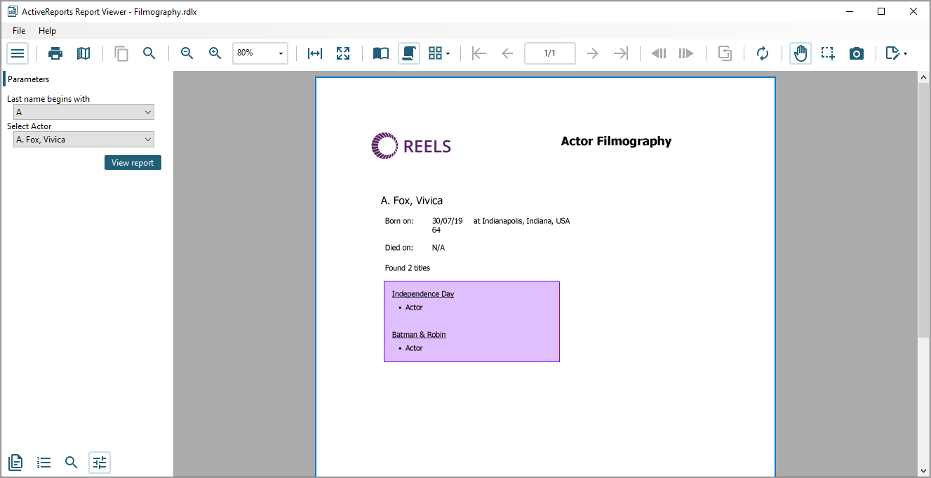 WinForms Viewer Parameters Pane