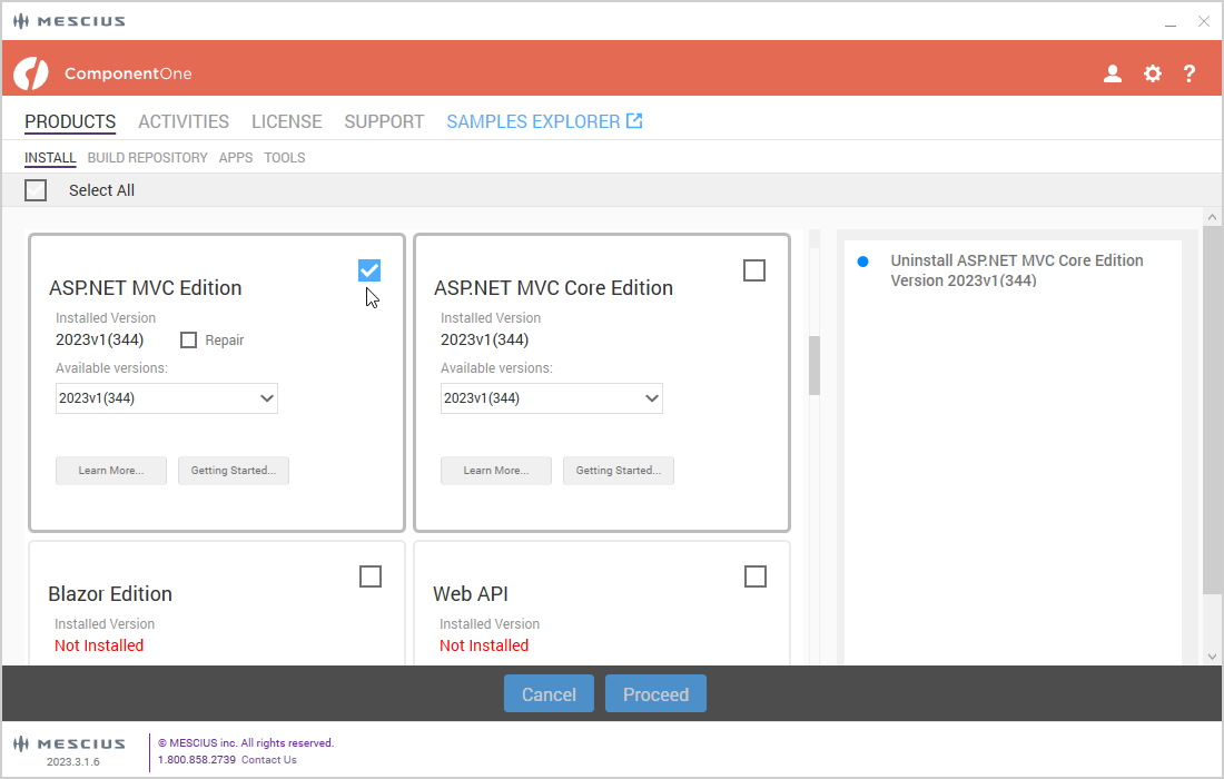 Uninstalling ASP.NET MVC Edition | ASP.NET MVC Controls | ComponentOne