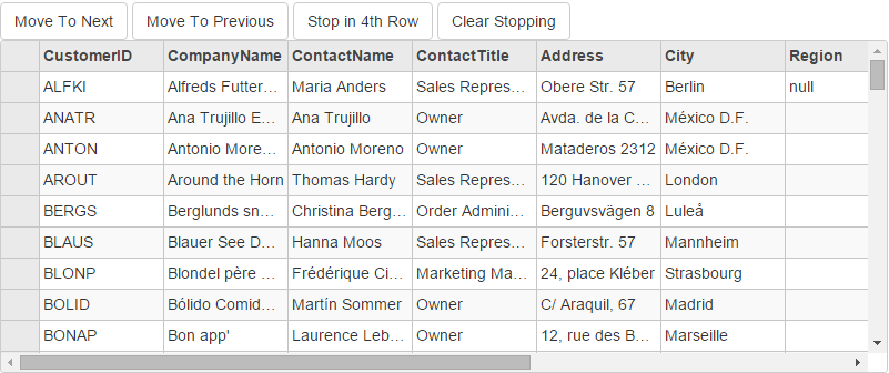 Record management in FlexGrid