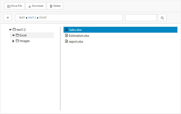 File Manager control integrating with the web storage and accessing a folder from the cloud storage