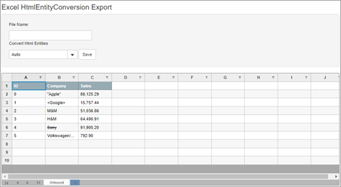 FlexSheet with HTML entities