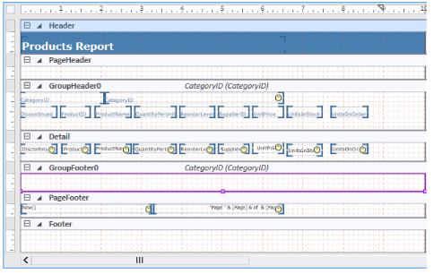 The FlexReportDesigner when Expand All option is selected for viewing the caption.