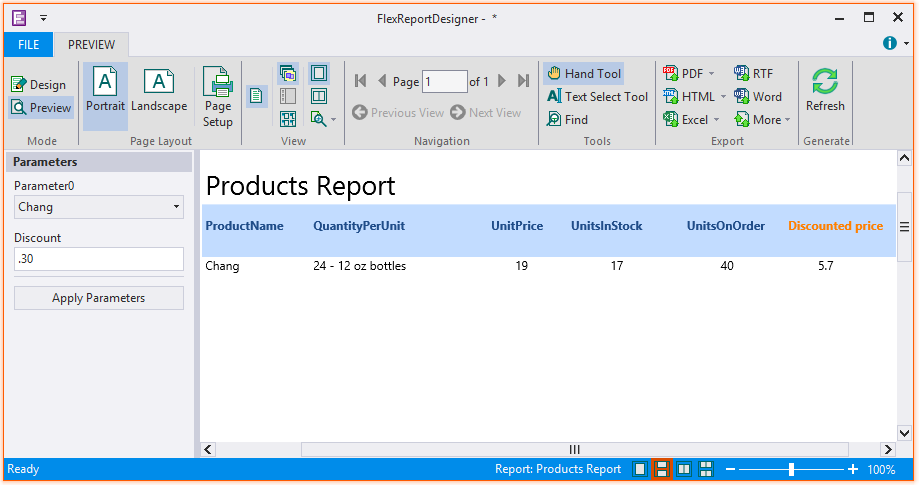 Preview Parametrized calculated field