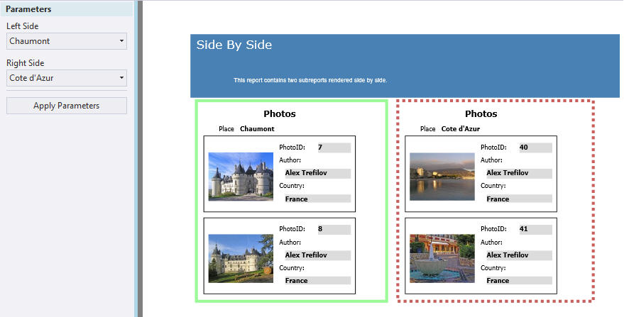 Display report after selecting the report parameter