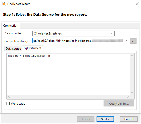 Flexreport designer SQL Statement