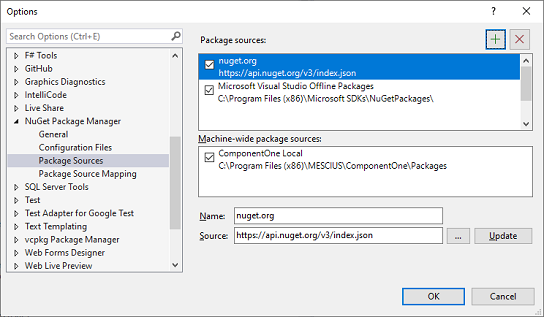 NuGet source path in NuGet Package Manager