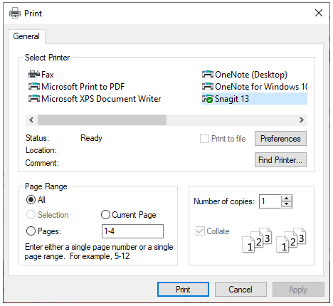 Print preview dialog