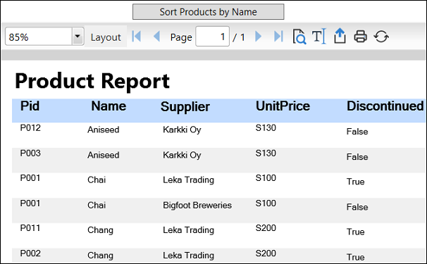 Sorting Data in FlexReport