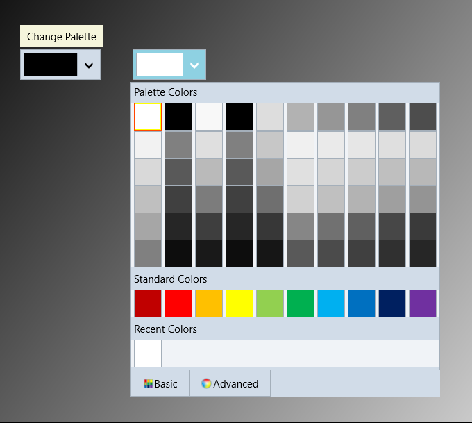 Setting the Palette | Extended Library for UWP | ComponentOne