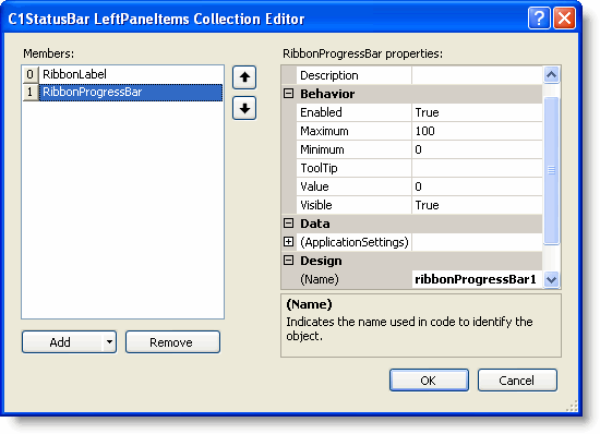 StatusBar LeftPaneItems Collection Editor