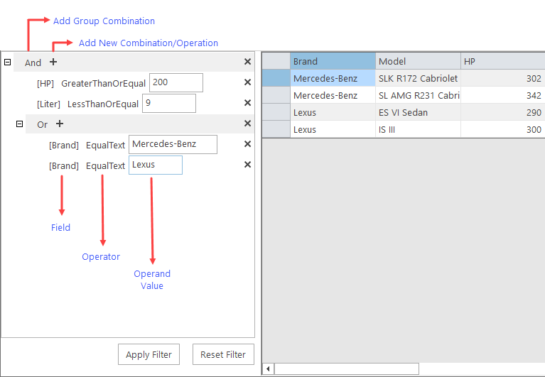 Filter Editor UI