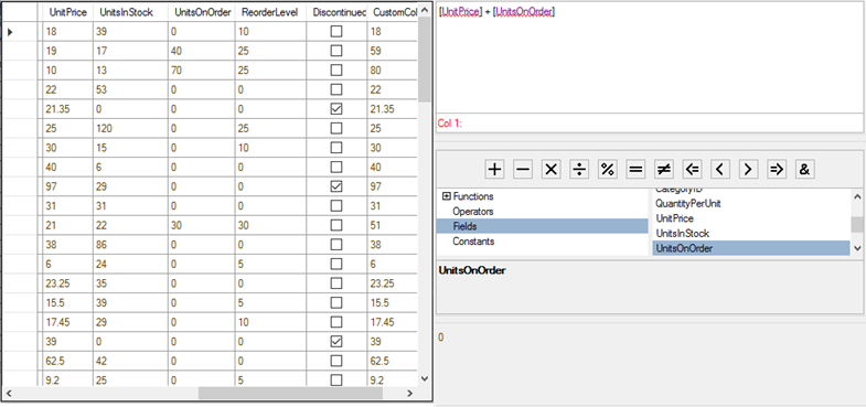 Expression Editor MSDataGrid