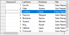 single row selection