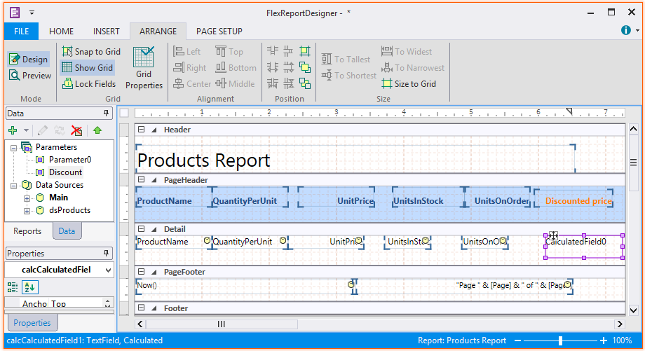 Parametrized calculated field