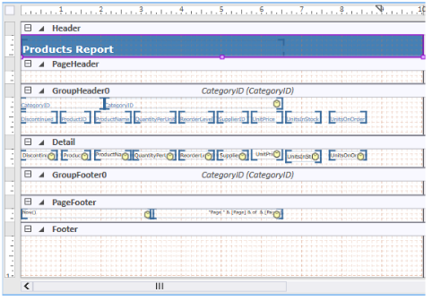 The snapshot displays the FlexReportDesigner when All option is selected for viewing the caption.