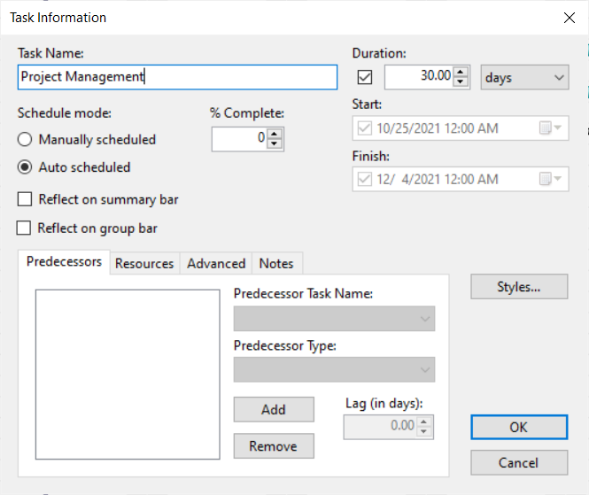 Displays the Task Information dialog box in the C1GanttView control.