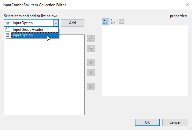 InputComboBox Item Collection Editor