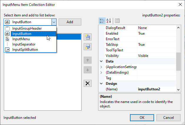 InputMenu Item Collection Editor