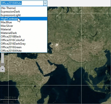 User applying themes with a combobox in application