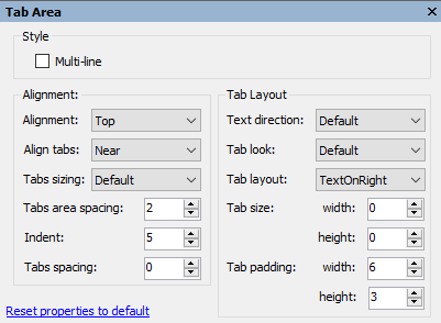 Docking tab properties