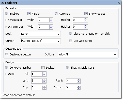 Miscellaneous Properties dialog