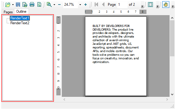 Snapshot of OutlinePanel