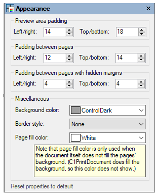 Snapshot of padding in preview pane