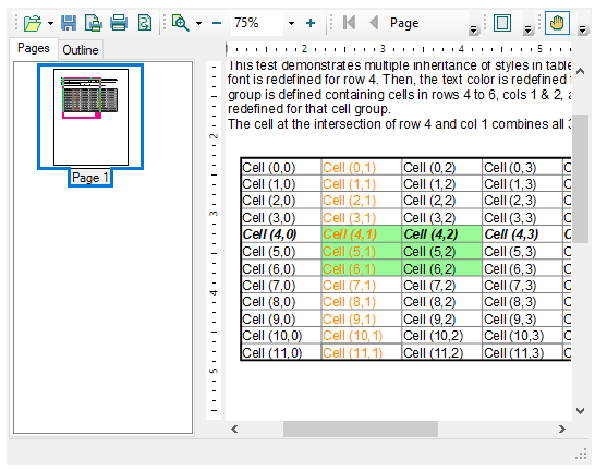 Snapshot of styled tables in application.