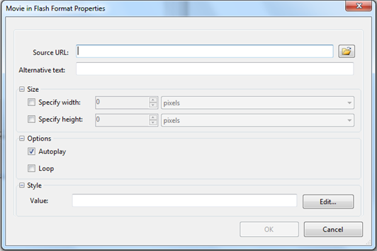 Movie in Flash Format Properties dialog box