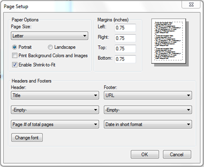 Page Setup dialog box