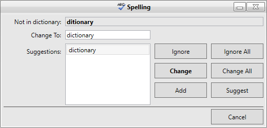 Spelling Dilaog Box