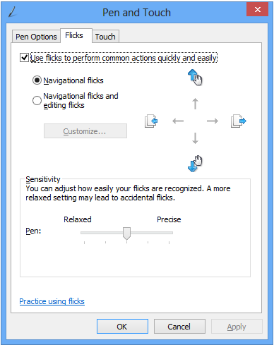 disable pen flicks