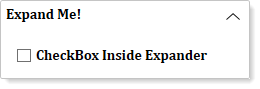 Checkbox added to the content area of the Expander control